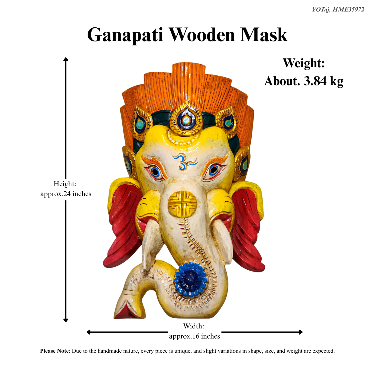 Lord Ganesh Wooden Mask