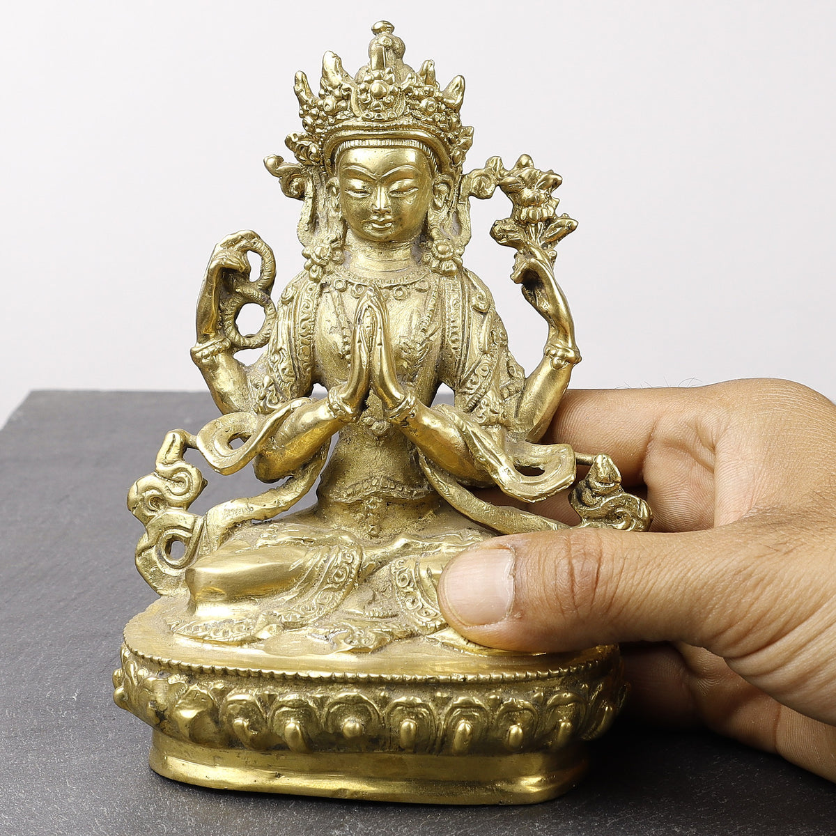 Avalokiteshvara, Buddhist Deity Chenrezig Brass Statue