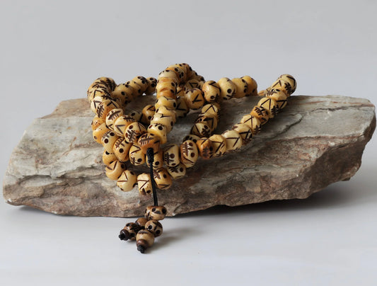 Tibetan Bone Hand Carved Prayer Beads Mala