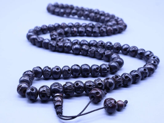 Tibetan Skull Bone Mala Hand Carved Prayer Necklace For Meditation And Mantra