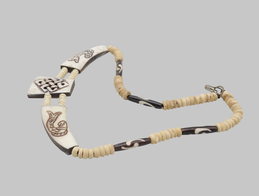Tibetan Yak Bone Necklace and Bracelet Set