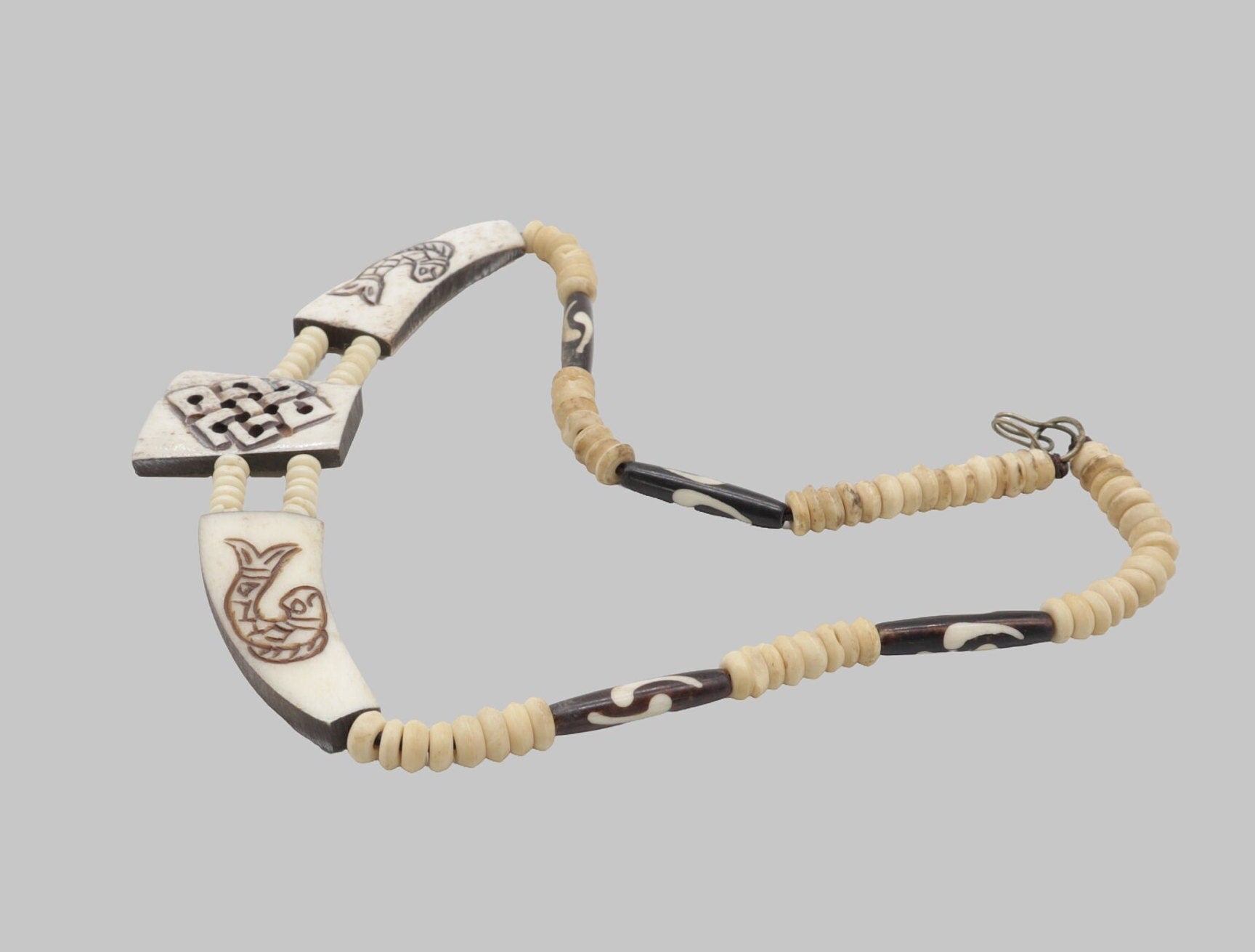 Tibetan Yak Bone Necklace and Bracelet Set