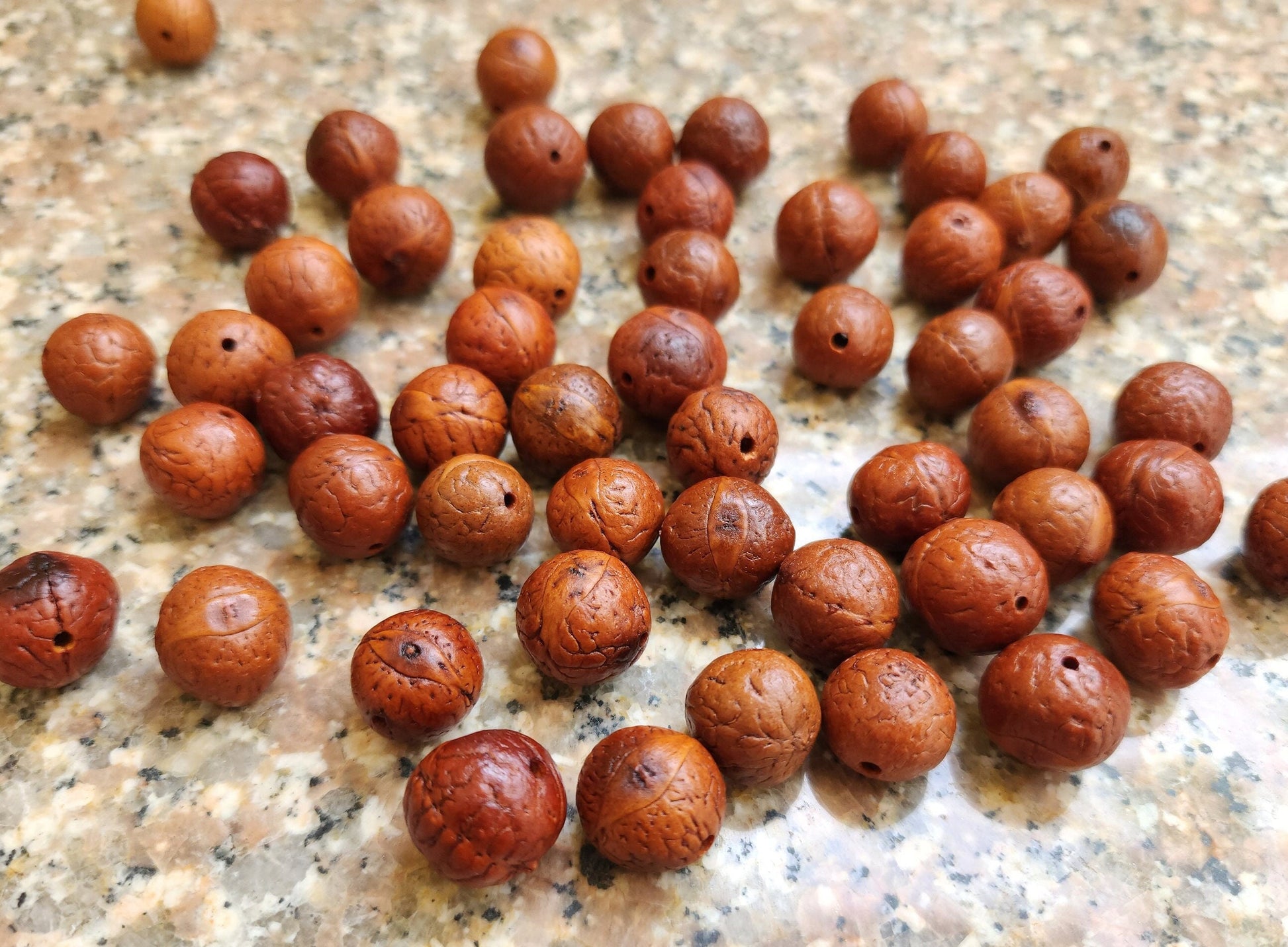Tibetan Aged Dark Bodhi Seed Beads, Buddhist Bodhi Seed Loose Beads Pack Of 1 or 2 Pounds, 250+ Seeds Per Pound