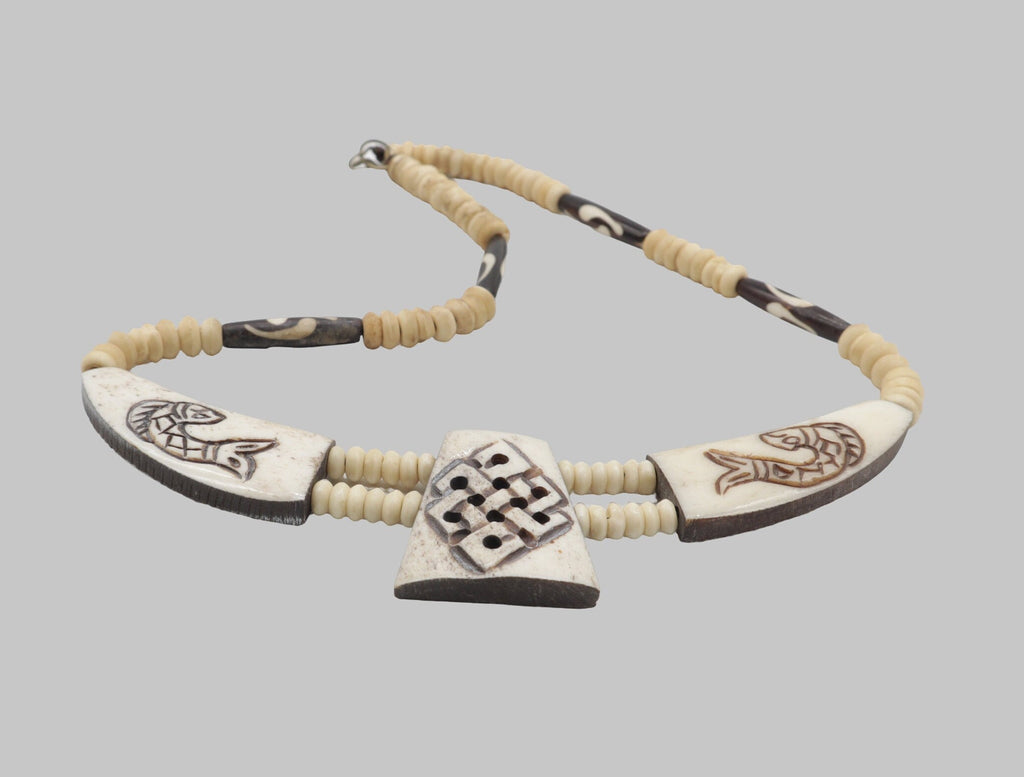 Tibetan Yak Bone Necklace and Bracelet Set