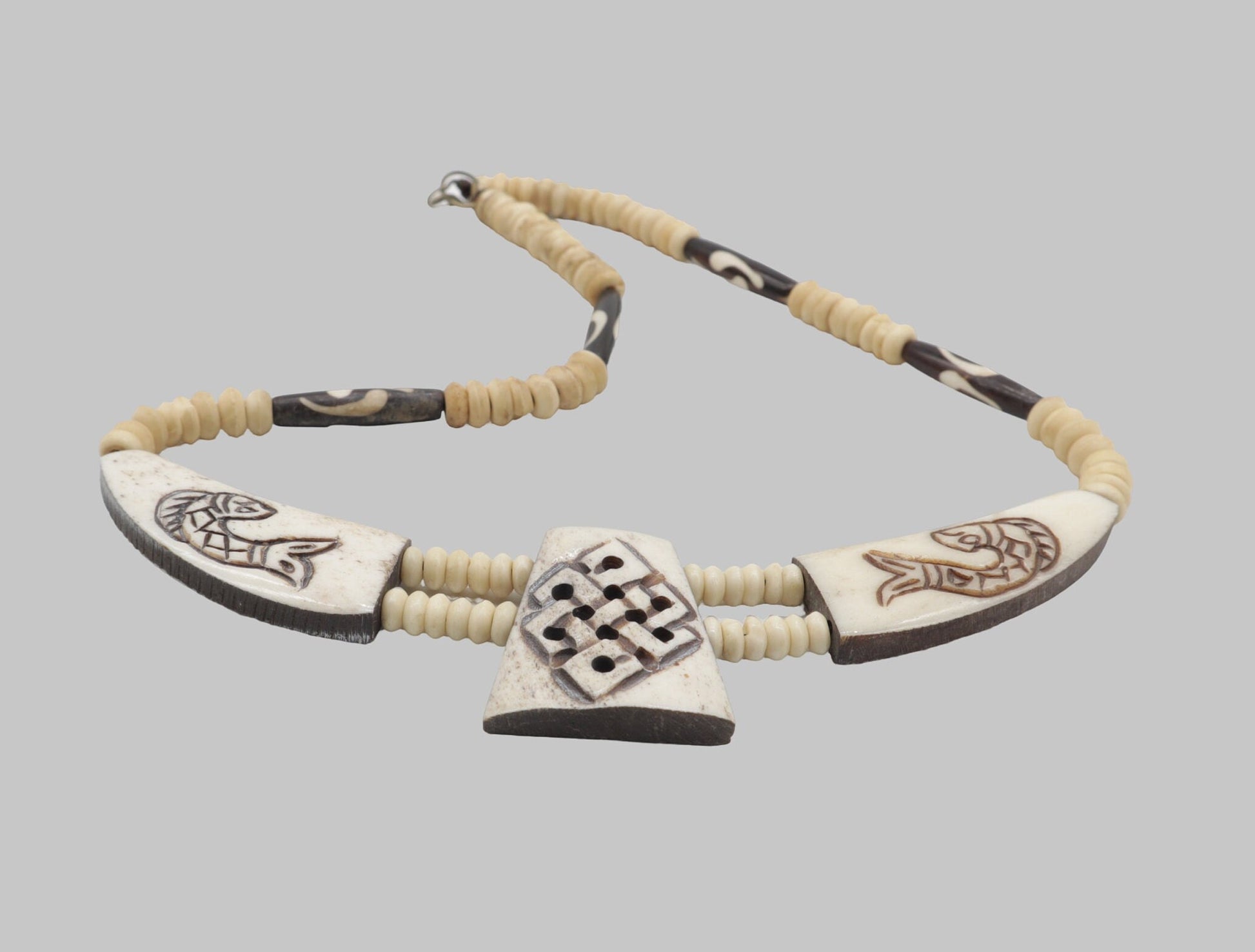 Tibetan Yak Bone Necklace and Bracelet Set