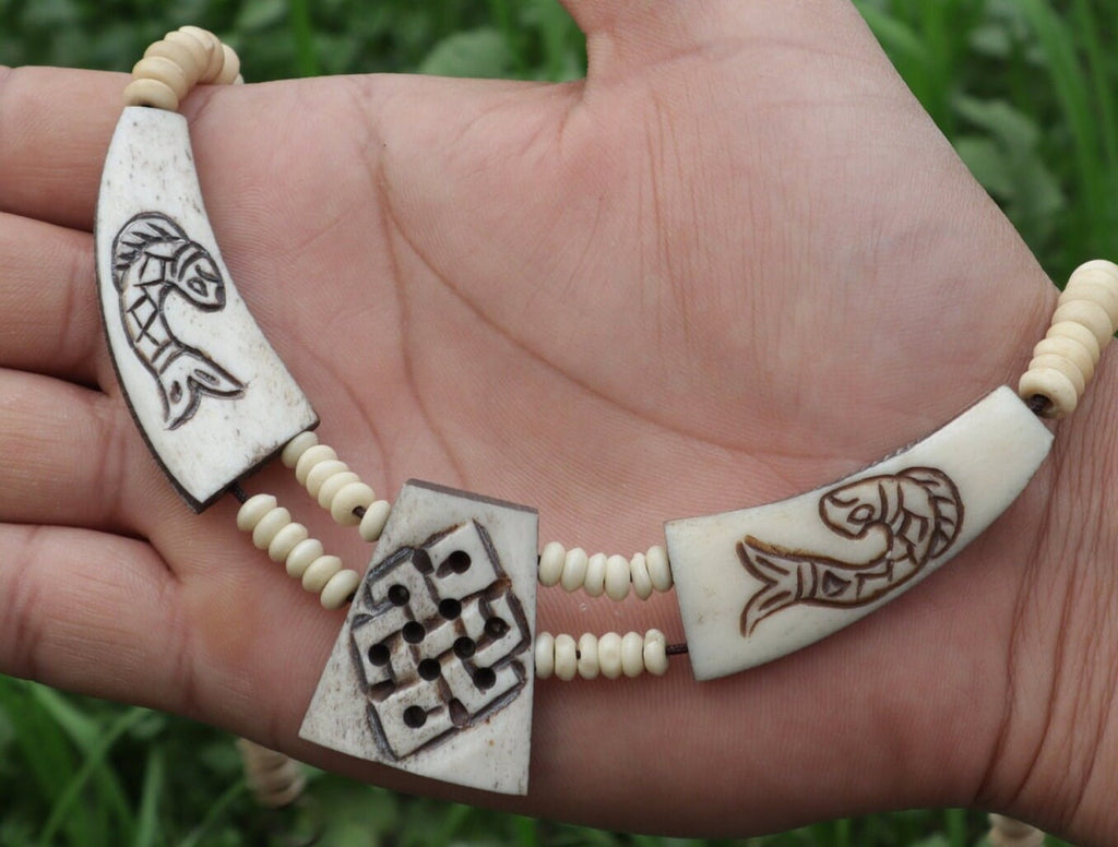 Tibetan Yak Bone Necklace and Bracelet Set