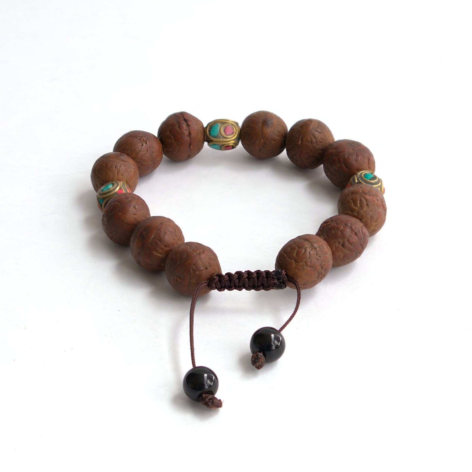 Bodhi Seed Buddhachitta Bracelet, Natural Stones And Seed Adjustable Prayer Beads, Natural Hindu-Buddhist Bracelet