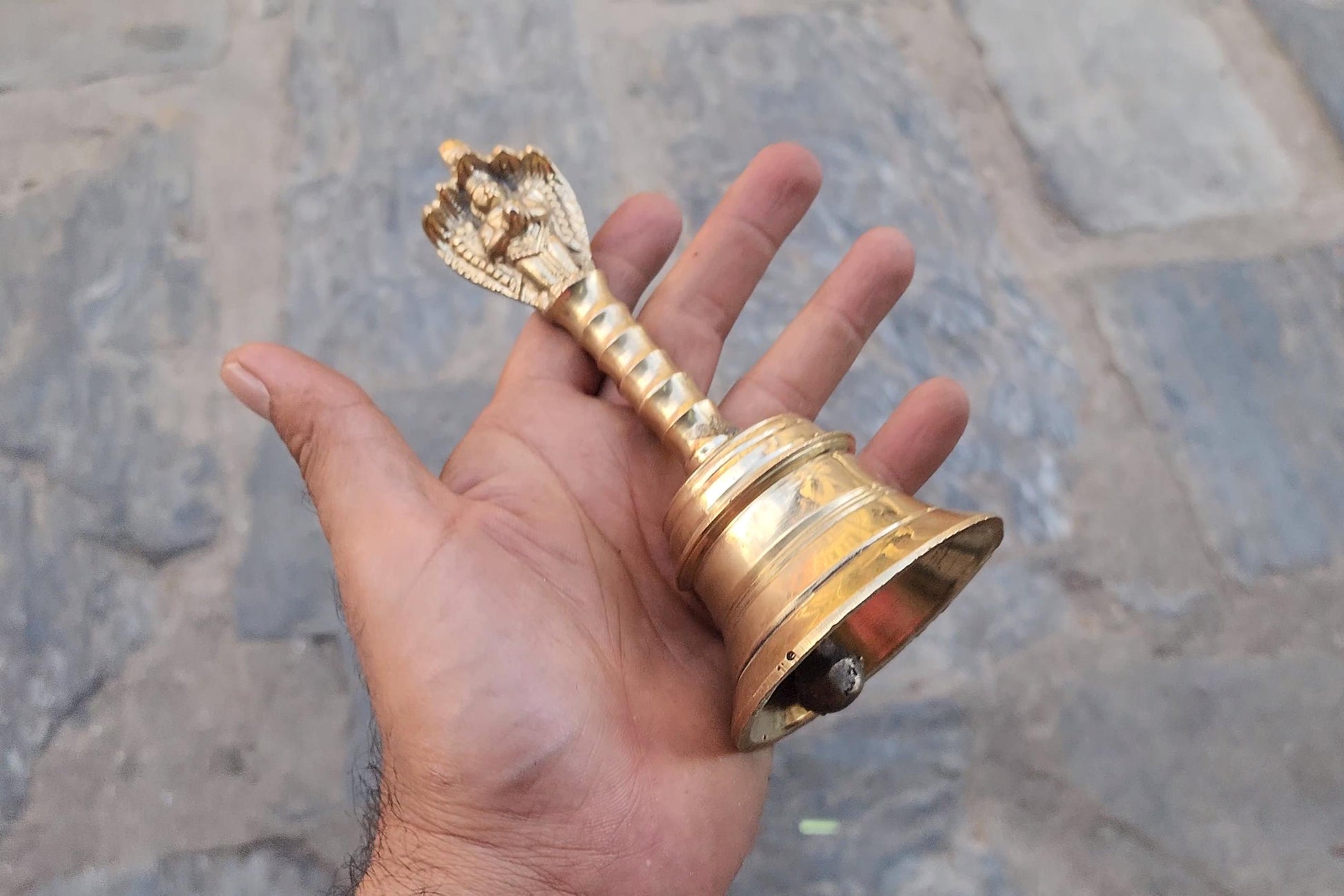 Hindu Ritual Bell Ghanti With Guardian Deity, For Inviting The Divine And Dispelling Negative Aura