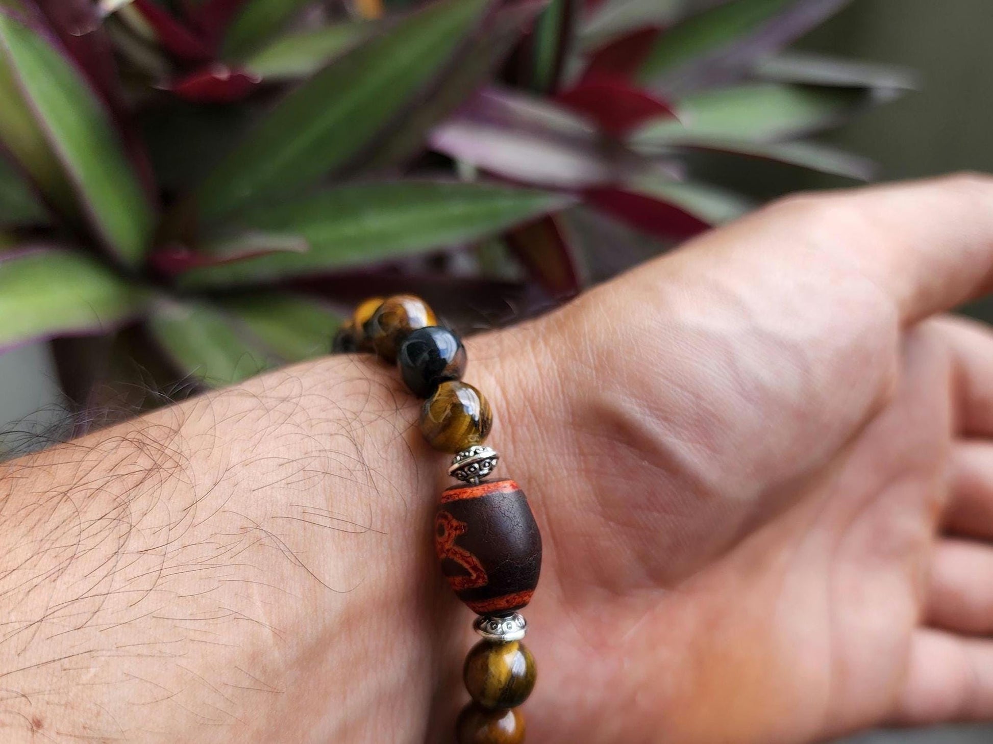 Dzi Beads And Tiger's Eye Stone Bracelet