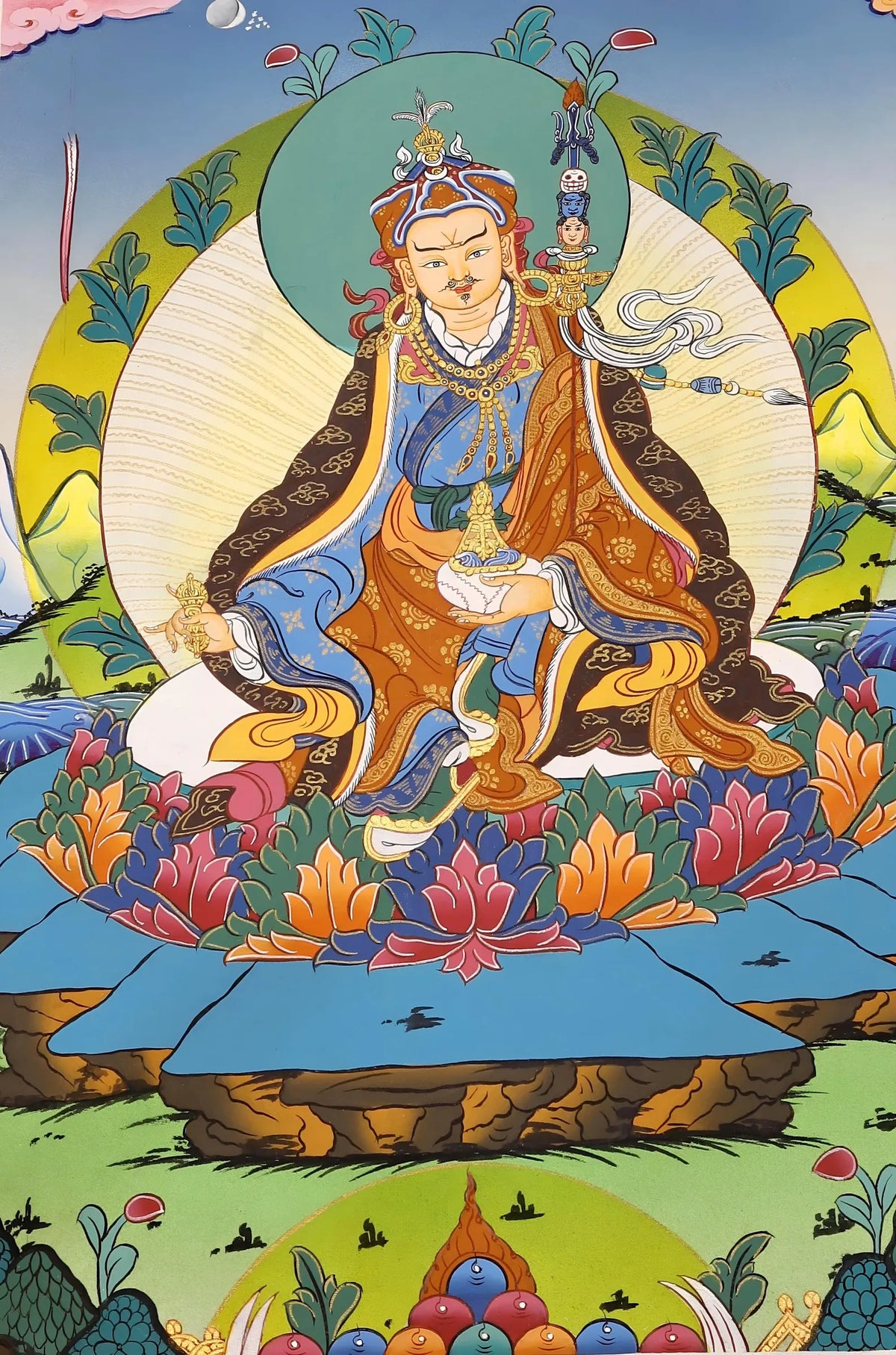 Guru Rinpoche Thangka, Lotus Born Protector Of The Dharma