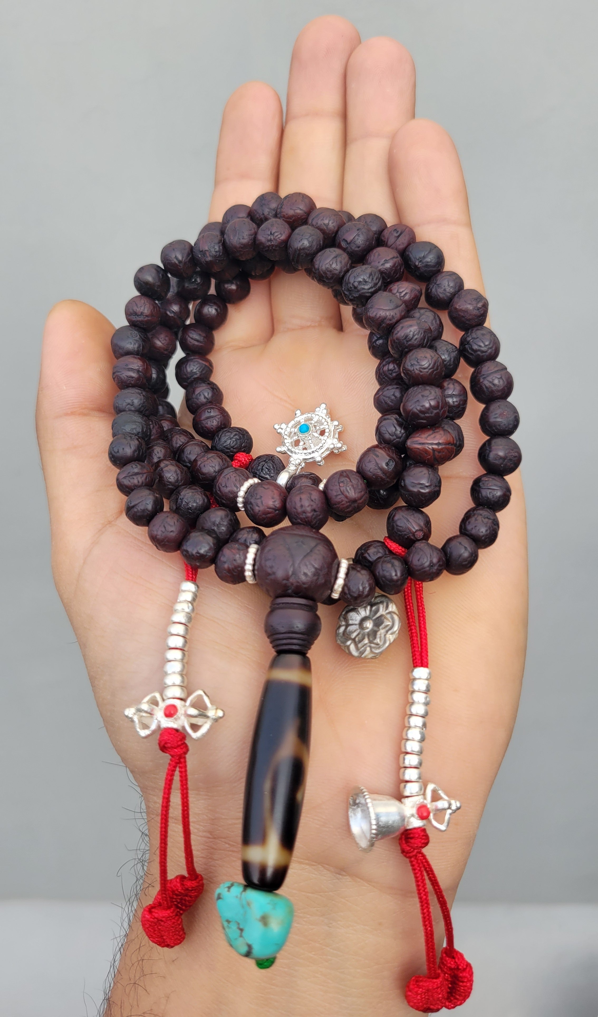 Two Precious 7 to 8 mm Bodhi Prayer Beads And Dzi Beads For Tingting