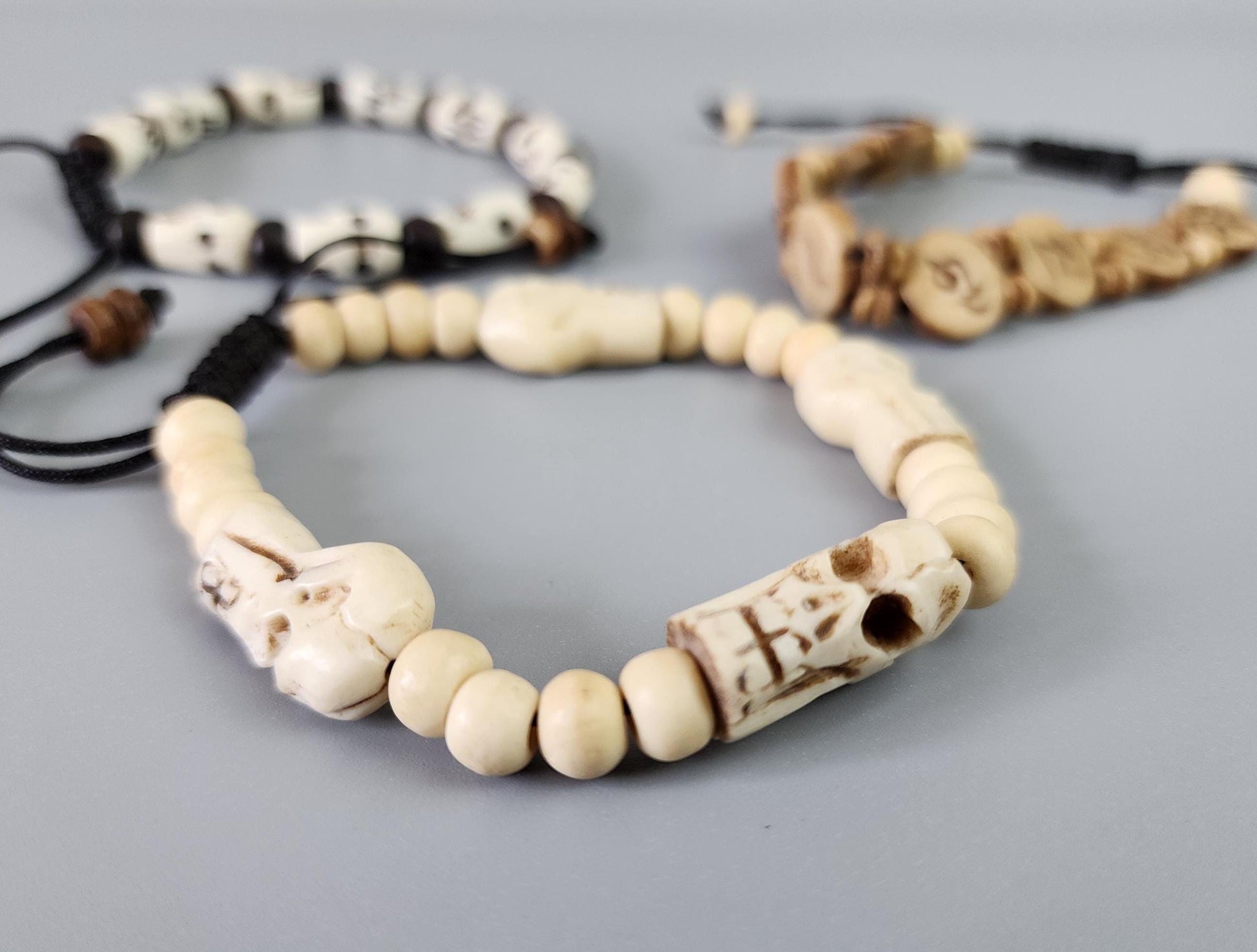 Tibetan Hand Carved Friendship Bracelet Set Of 3, Made To Order
