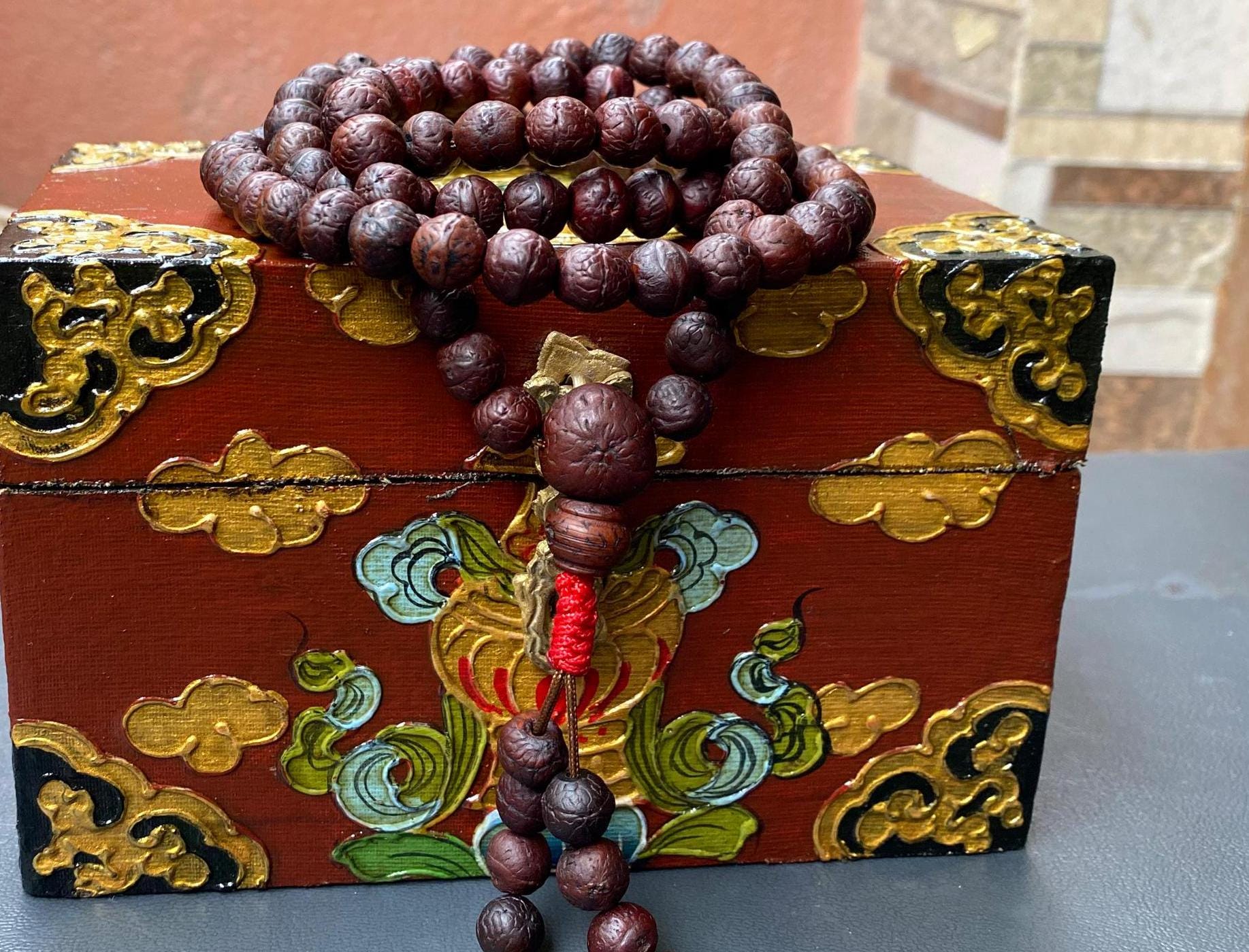 Tibetan 8mm Bodhi Seed Japa Beads, Sacred And Rare 108 Buddha Chitta Mala From Timal Nepal, Real Phoenix Eye Necklace