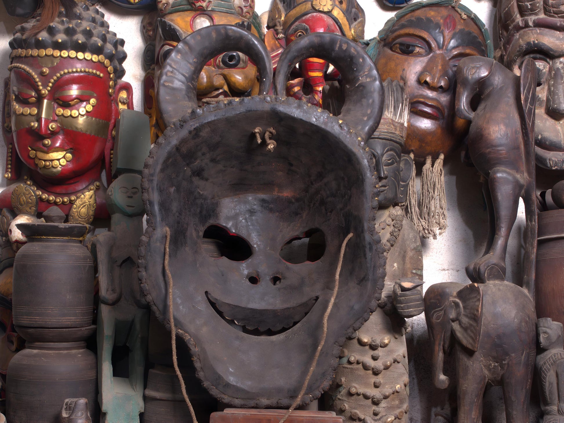 Large Naag Bhairav Wood Mask For Wall Decor