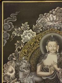 Vairochana Buddha Thangka,  Master Quality, Buddhist Traditional Painting, Newari Style        , The cosmic Buddha, symbolizing the illumination of reality