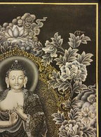 Vairochana Buddha Thangka,  Master Quality, Buddhist Traditional Painting, Newari Style        , The cosmic Buddha, symbolizing the illumination of reality