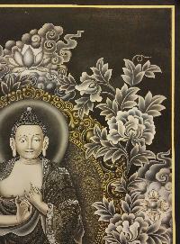 Vairochana Buddha Thangka,  Master Quality, Buddhist Traditional Painting, Newari Style        , The cosmic Buddha, symbolizing the illumination of reality