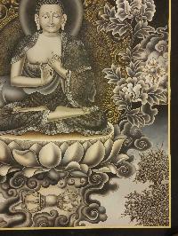 Vairochana Buddha Thangka,  Master Quality, Buddhist Traditional Painting, Newari Style        , The cosmic Buddha, symbolizing the illumination of reality
