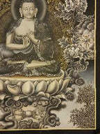 Vairochana Buddha Thangka,  Master Quality, Buddhist Traditional Painting, Newari Style        , The cosmic Buddha, symbolizing the illumination of reality