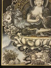 Vairochana Buddha Thangka,  Master Quality, Buddhist Traditional Painting, Newari Style        , The cosmic Buddha, symbolizing the illumination of reality