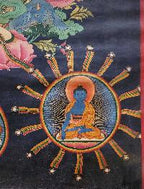 Sahasrabhuja Avalokitesvara Thangka,  Master Quality, Buddhist Traditional Painting, Tibetan Style,  Real Gold,  Oiled Thangka,  Old Stock