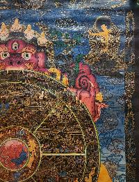 Wheel of Life Thangka, Buddhist Traditional Painting, Tibetan Style,  Real Gold,  Oiled Thangka,  Old Stock,  Rare Find
