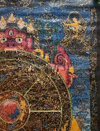 Wheel of Life Thangka, Buddhist Traditional Painting, Tibetan Style,  Real Gold,  Oiled Thangka,  Old Stock,  Rare Find