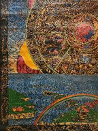 Wheel of Life Thangka, Buddhist Traditional Painting, Tibetan Style,  Real Gold,  Oiled Thangka,  Old Stock,  Rare Find