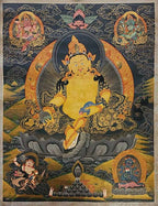 Five Jambhala Thangka, Buddhist Traditional Painting, Tibetan Style,  Oiled Thangka,  Old Stock        , Five Wealth Deities, Bringing Prosperity, Fortune, and Generosity