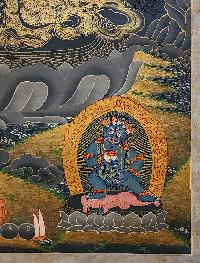 Five Jambhala Thangka, Buddhist Traditional Painting, Tibetan Style,  Oiled Thangka,  Old Stock        , Five Wealth Deities, Bringing Prosperity, Fortune, and Generosity