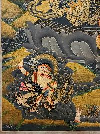Five Jambhala Thangka, Buddhist Traditional Painting, Tibetan Style,  Oiled Thangka,  Old Stock        , Five Wealth Deities, Bringing Prosperity, Fortune, and Generosity