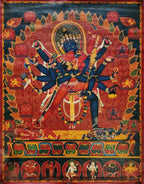Chakrasamvara  Newari Thangka, Buddhist Traditional Painting, Tibetan Style,  Oiled Thangka,  Old Stock        , Lord of the Circle, Tantric Deity of Enlightenment and Union of Wisdom and Compassion