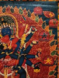 Chakrasamvara  Newari Thangka, Buddhist Traditional Painting, Tibetan Style,  Oiled Thangka,  Old Stock        , Lord of the Circle, Tantric Deity of Enlightenment and Union of Wisdom and Compassion