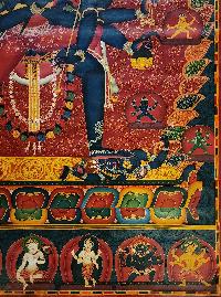 Chakrasamvara  Newari Thangka, Buddhist Traditional Painting, Tibetan Style,  Oiled Thangka,  Old Stock        , Lord of the Circle, Tantric Deity of Enlightenment and Union of Wisdom and Compassion