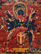 Chakrasamvara  Newari Thangka, Buddhist Traditional Painting, Tibetan Style,  Oiled Thangka,  Old Stock        , Lord of the Circle, Tantric Deity of Enlightenment and Union of Wisdom and Compassion