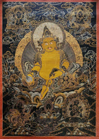Five Jambhala Thangka,  Good Quality, Buddhist Traditional Painting, Tibetan Style,  Oiled Thangka,  Old Stock        , Five Wealth Deities, Bringing Prosperity, Fortune, and Generosity