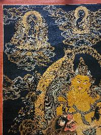 Jambhala: Namtose Thangka, Buddhist Traditional Painting, Tibetan Style,  Real Gold,  Oiled Thangka,  Old Stock        , God of Wealth and Prosperity