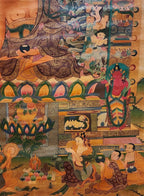 Shakyamuni Buddha Thangka, Buddhist Traditional Painting, Tibetan Style,  Real Gold,  Oiled Thangka,  Old Stock        , The Enlightened One and Teacher of Humanity