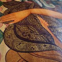 Shakyamuni Buddha Thangka, Buddhist Traditional Painting, Tibetan Style,  Real Gold,  Oiled Thangka,  Old Stock        , The Enlightened One and Teacher of Humanity