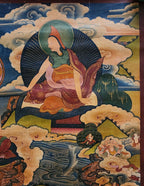 Atisha Dipankara Shrijnana Thangka, Buddhist Traditional Painting, Tibetan Style,  Real Gold,  Oiled Thangka,  Old Stock Atisa        , Renowned Scholar, Shaping Tibetan Buddhism with Compassion and Wisdom