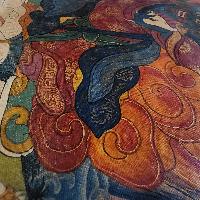 Atisha Dipankara Shrijnana Thangka, Buddhist Traditional Painting, Tibetan Style,  Real Gold,  Oiled Thangka,  Old Stock Atisa        , Renowned Scholar, Shaping Tibetan Buddhism with Compassion and Wisdom