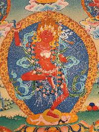 Vajravarahi - Dorje Phagmo, Buddhist Handmade Thangka Painting,  Real Gold,  Rare Find,  Old Stock        , Wisdom Dakini, representing tantric transformation and bliss
