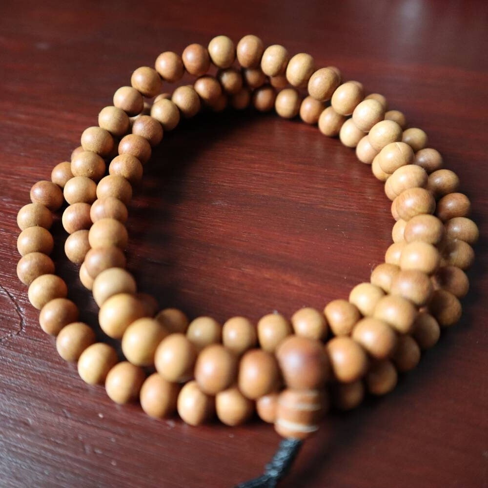 Sandalwood Mala Necklace 8mm with 108+1 beads
