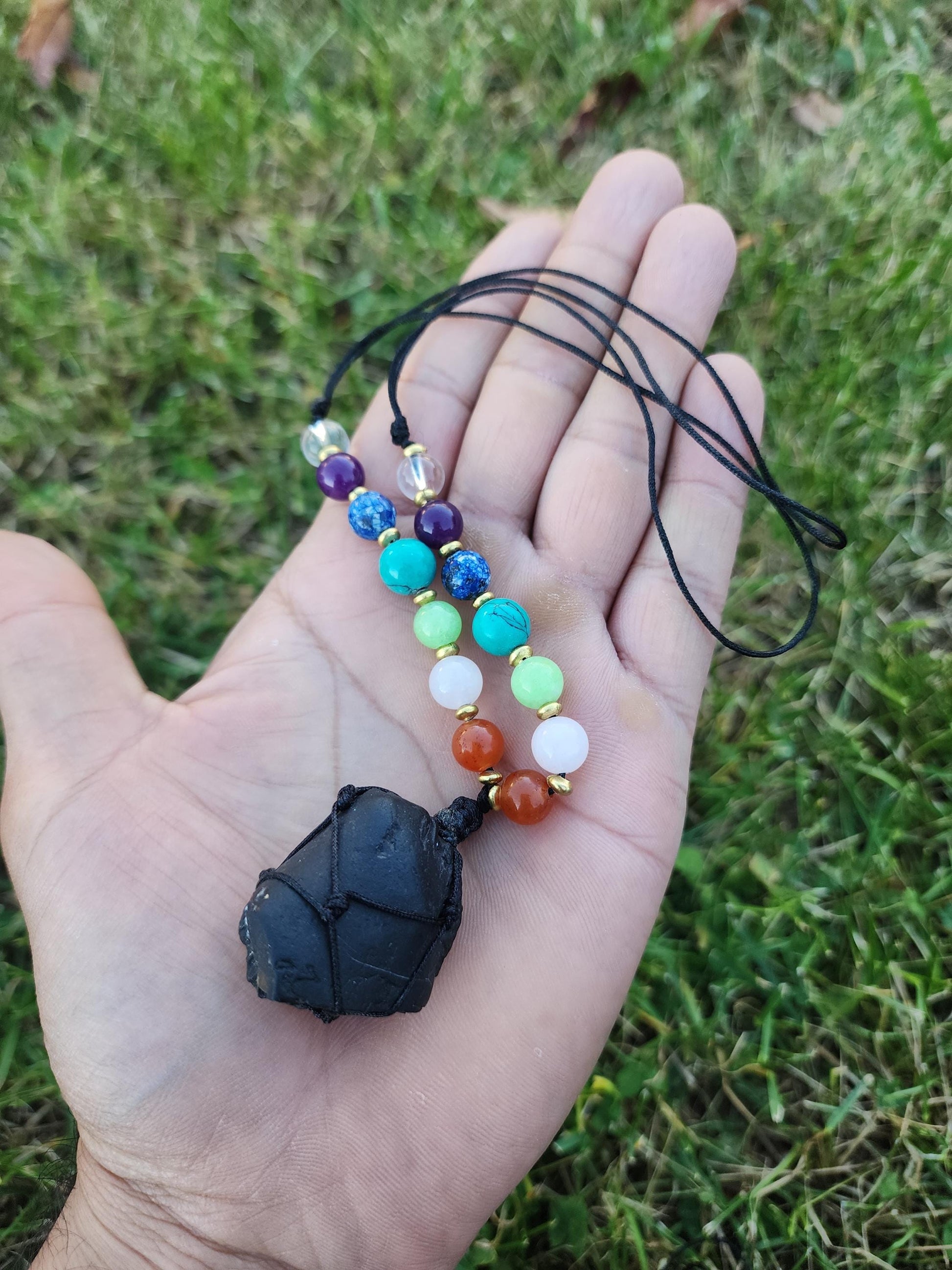 Shaligram Stone Mala With Seven Chakra Stone – Sacred Energy Alignment And Chakra Healing
