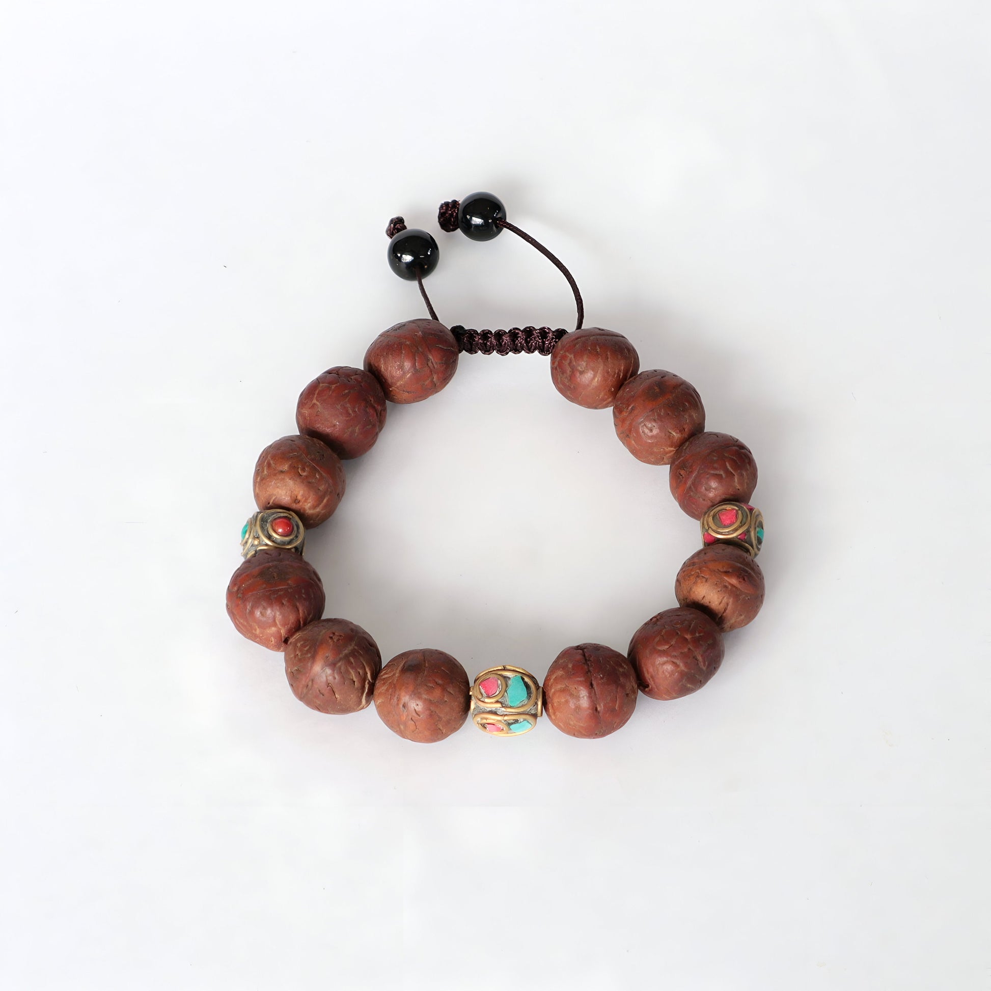 Bodhi Seed Buddhachitta Bracelet, Natural Stones And Seed Adjustable Prayer Beads, Natural Hindu-Buddhist Bracelet