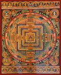 Mandala Thangka, Tibetan Buddhist Art, Hand Painted,  Real Gold with  Kalachakra