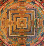 Mandala Thangka, Tibetan Buddhist Art, Hand Painted,  Real Gold with  Kalachakra