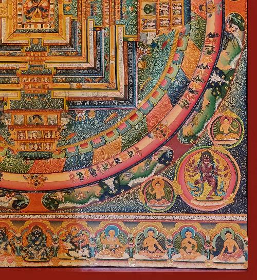 Mandala Thangka, Tibetan Buddhist Art, Hand Painted,  Real Gold with  Kalachakra