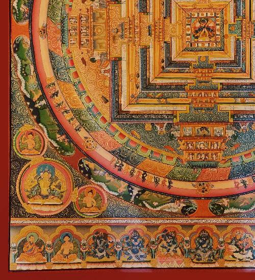 Mandala Thangka, Tibetan Buddhist Art, Hand Painted,  Real Gold with  Kalachakra