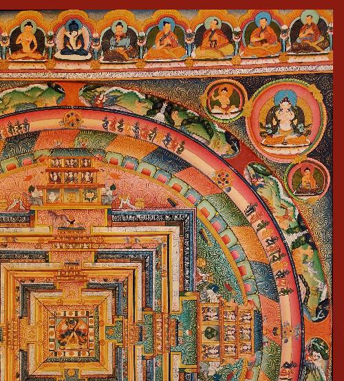 Mandala Thangka, Tibetan Buddhist Art, Hand Painted,  Real Gold with  Kalachakra